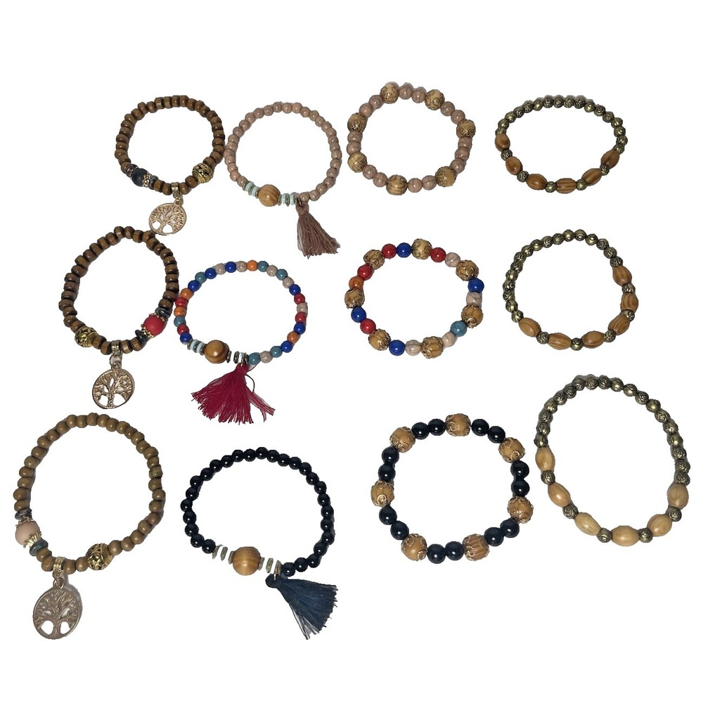 Tree Of Life Bracelets 3 Sets of 4 Each Set Hand Crafted Beautiful Colors Boho - Picture 9 of 9